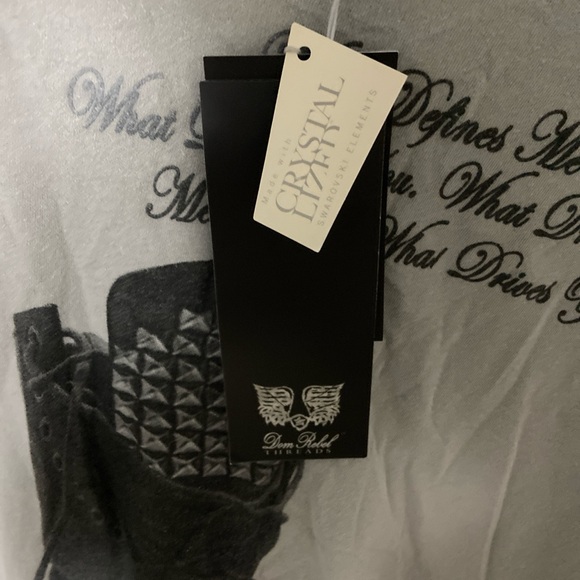 Vintage Dom Rebel Swarovski Crystals “Boot” T-Shirt NWT - Picture 4 of 4